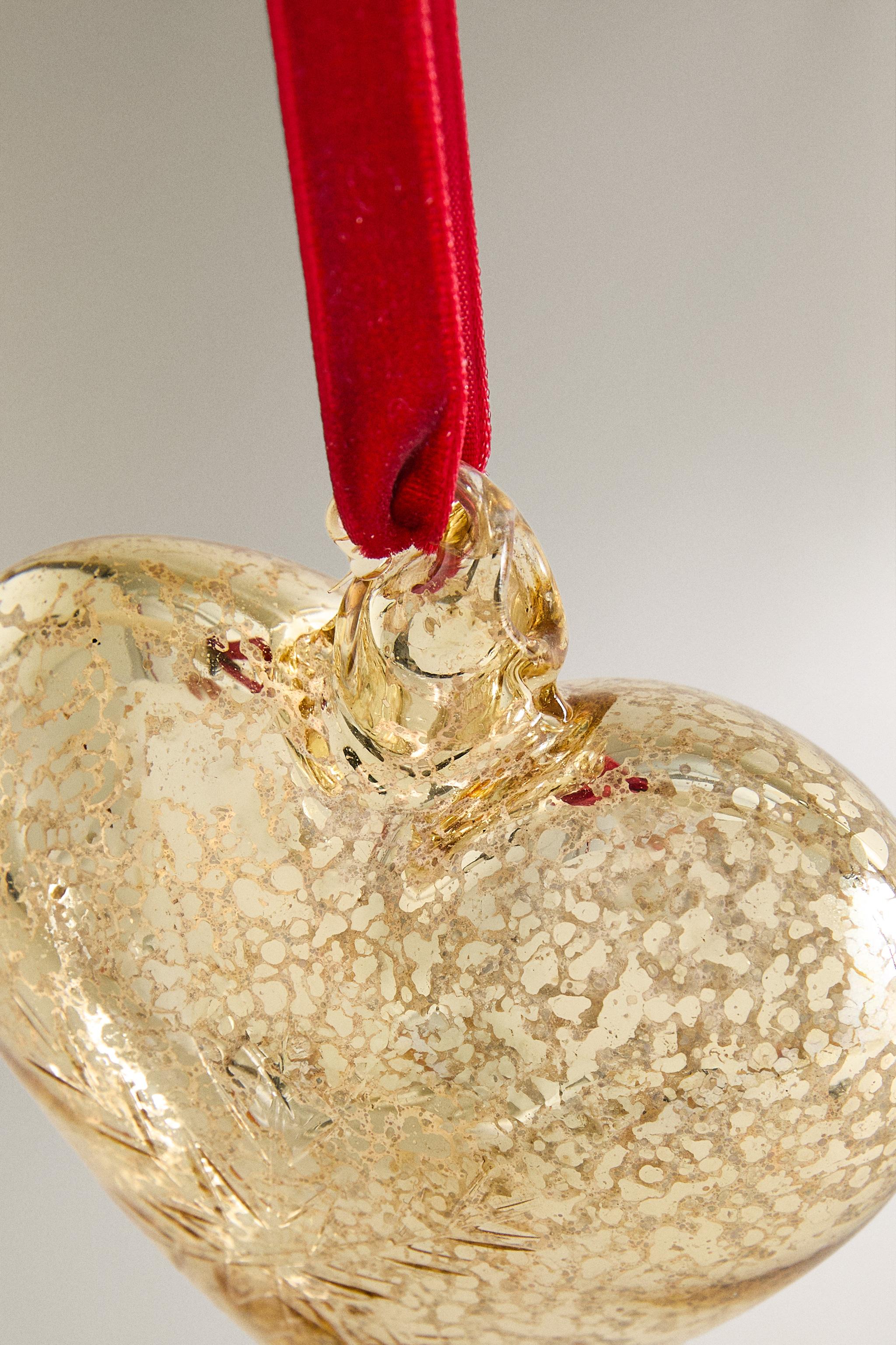 CRACKLED HEART CHRISTMAS TREE ORNAMENT